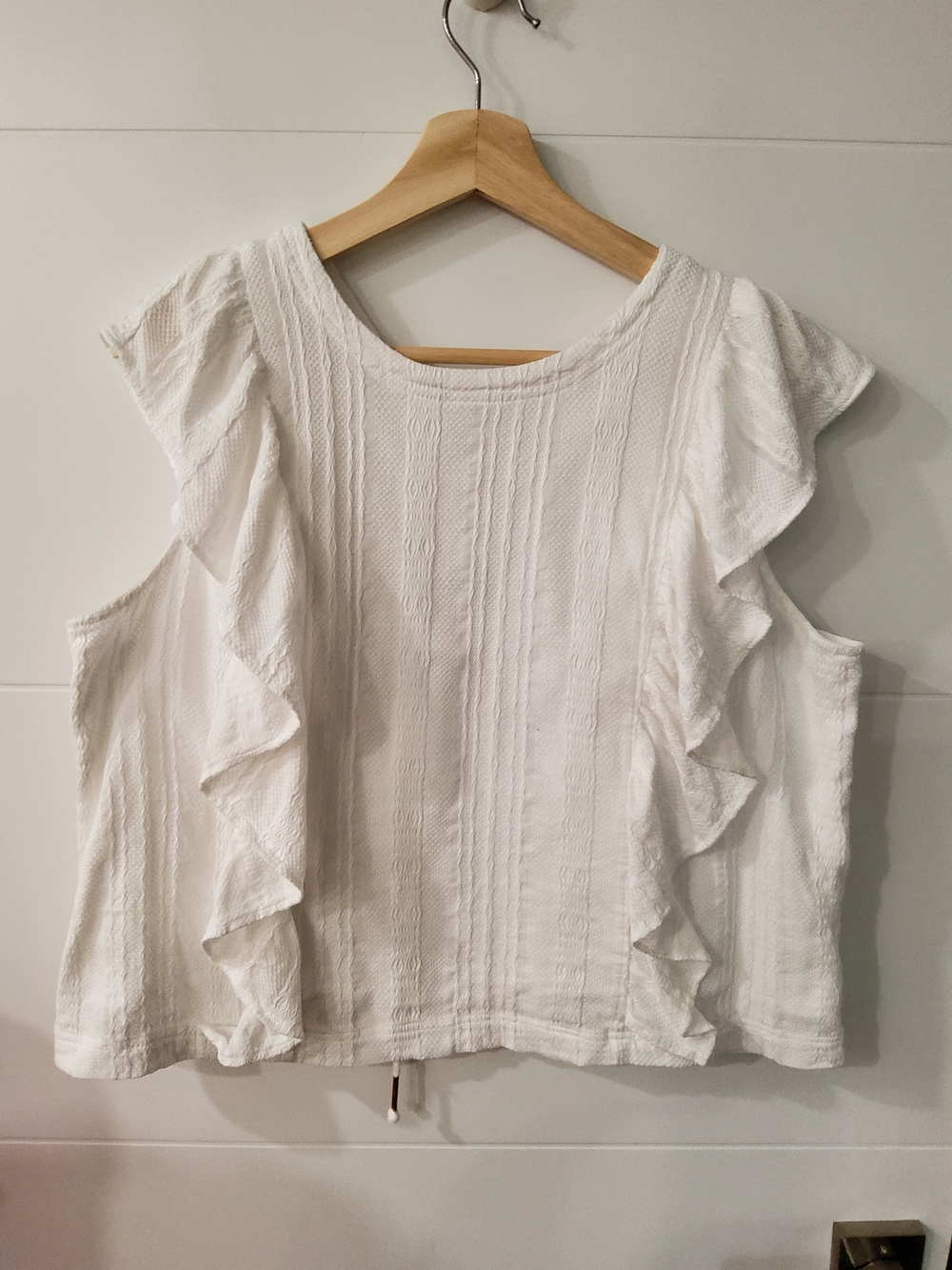 Anthropologie Danya Off White Ruffle Sleeveless Blouse Size L - Picture 4 of 13